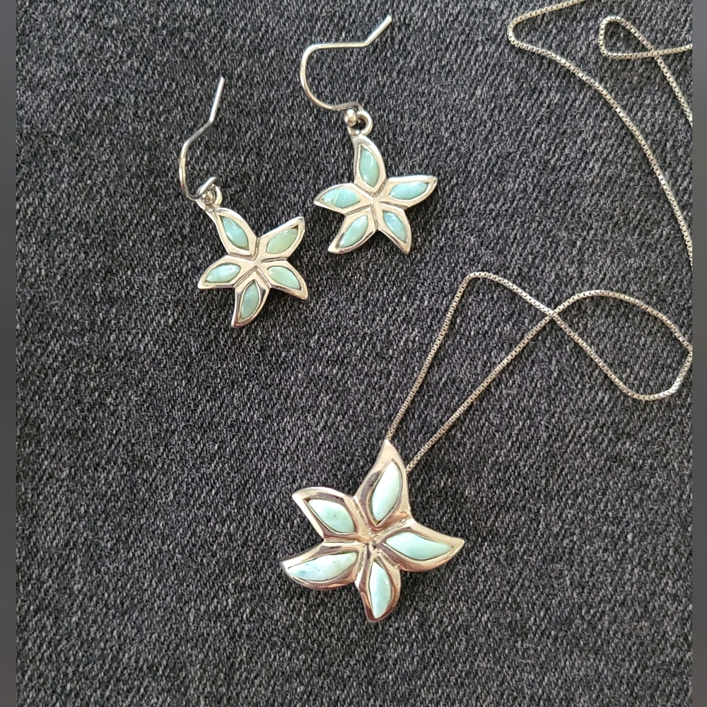 Larimar & Sterling Silver Set